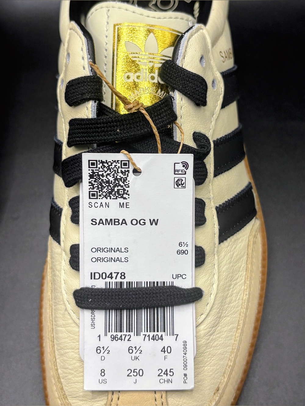 Brand New Women’s 8 Men’s 7 adidas Samba OG with OG Box Cream White Sand Strata - Picture 3 of 7